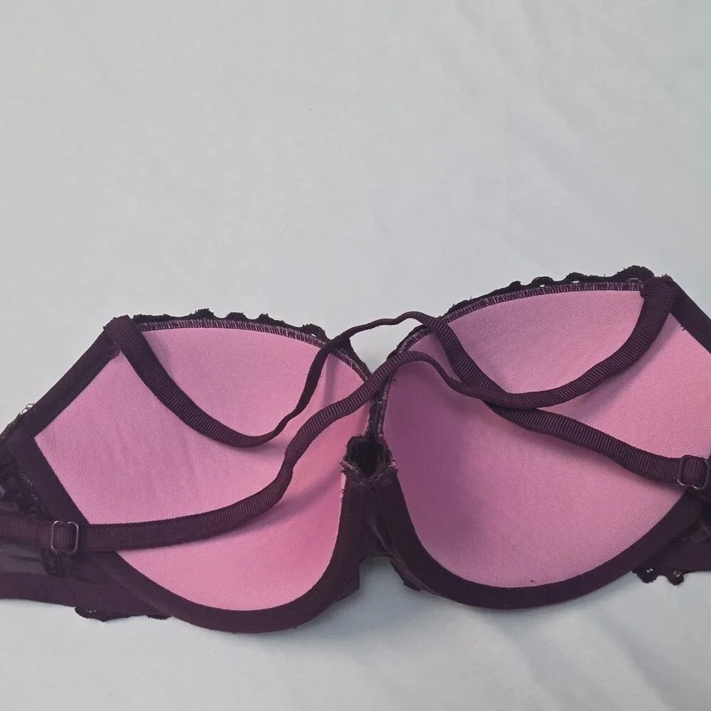 Trendy Victoria's Secret-Lace-Deep purple-Push-Up Bra 32DD-Sexy Lingerie - Picture 5 of 5